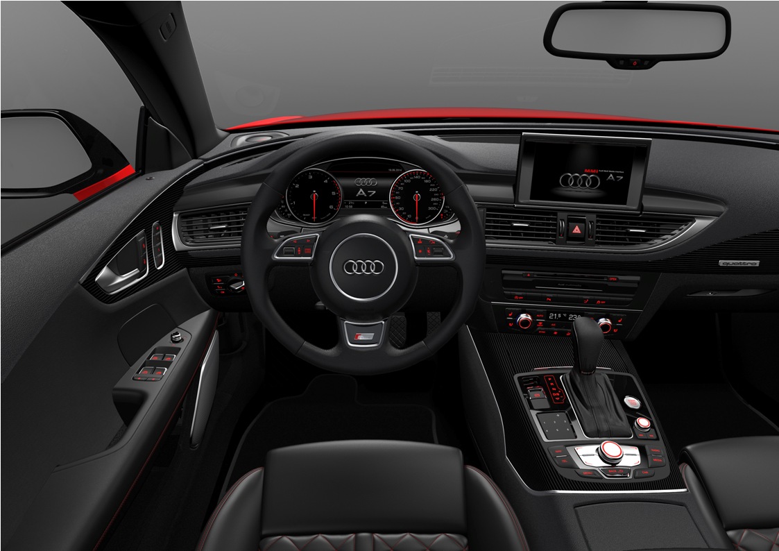 Standaufnahme    Farbe: Misanorot    Verbrauchsangaben Audi A7 Sportback 3.0 TDI competition: Kraftstoffverbrauch kombiniert in l/100 km: 6,1; CO2-Emission kombiniert in g/km: 162