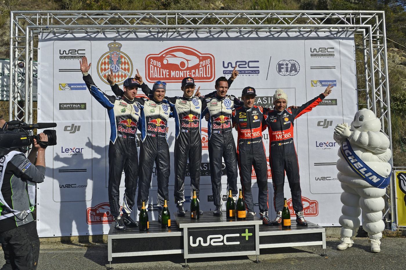 Anders Jæger (NOR), Andreas Mikkelsen (NOR), Sébastien Ogier (F), Julien Ingrassia (F), Thierry Neuville (B), Nicolas Gilsoul (B) WRC Rallye Monte Carlo 2016